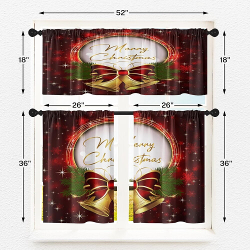 Beige and Orange Abstract Kitchen Curtains Set of 3 1
