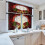 Beige and Orange Abstract Kitchen Curtains Set of 3 3