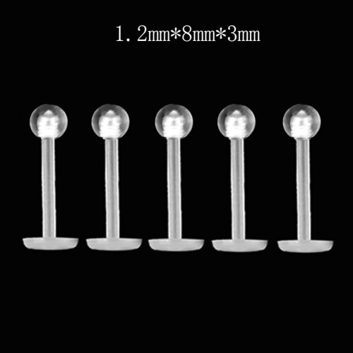 Clear Round Nose Lip Chin Ring Stud Bar 5 pcs 2