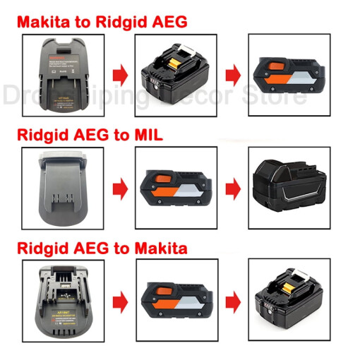 Battery Adapter Converter for Ridgid and Milwaukee 18V 1