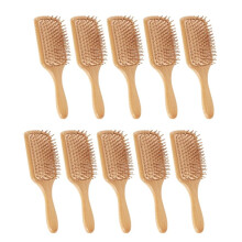 10 Pcs Christmas Bamboo Hair Brushes Thanksgiving Bulk Wooden Paddle Brush Scalp Massage Bristle Anti Static Engraving