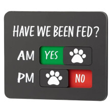 Cat and Dog Feeding Reminder Sign with AM/PM Pet Feeding Chart, Sliding Sign to Prevent Overfeeding A