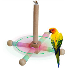 360 Rotating Stand, 0.8 Inch Diameter Natural Cotton Rope Perch for Parakeets, Cockatiels, Parrots, Conures