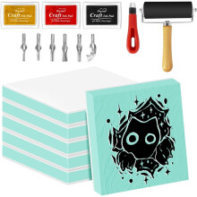 6pcs 2inch X 2inch Rubber Carving Blocks, Linoleum Block Stamp Making Kit for DIY Stamp Making for Beginners