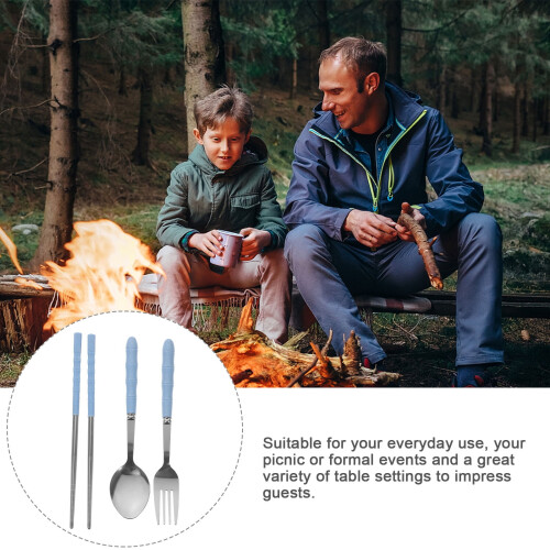 Reusable Outdoor Cutlery Set Blue 1 Set 2