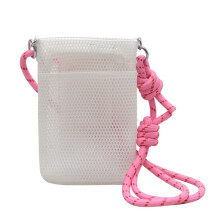Bolsa de Malha Lisa para Armazenamento de Celular, Bolsa de Ombro Vazada para Adolescentes, Branca