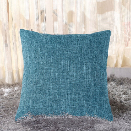 Linen Sofa Pillow Set Green Blue 18x18in with Core