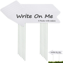 Arrow Signs with Stakes 17x6 Inch Waterproof Plastic 6-Pack