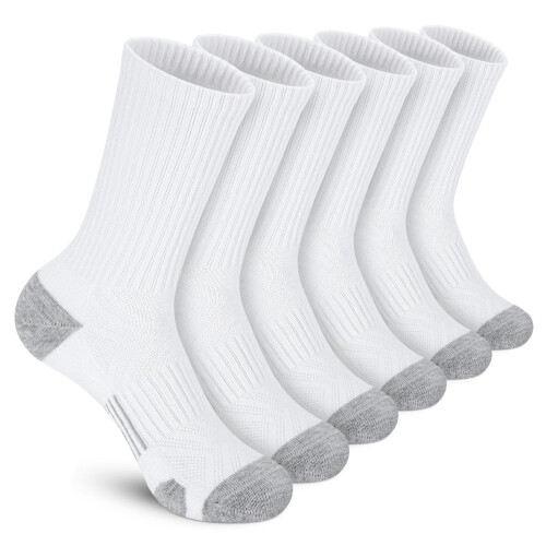 Athletic Crew Socks Cushion Performance Breathable 6 Pairs