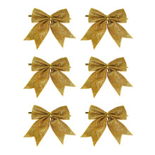 Christmas Bows Velvet Glitter 6 Pieces Gold Silver Red Pink