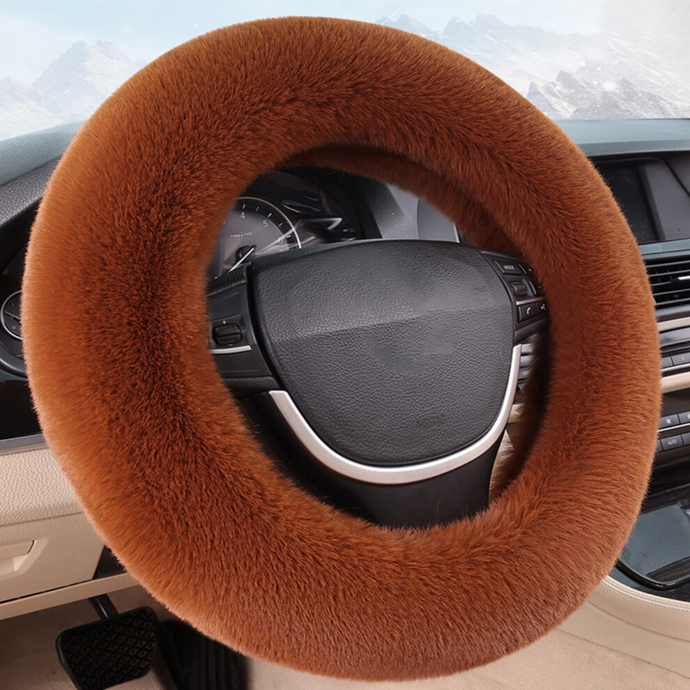 Steering Wheel Cover Fuzzy Warm Plush 14-15 Inch 9418476064357