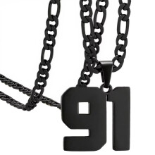 Stainless Steel Athlete Number Necklace Black 91