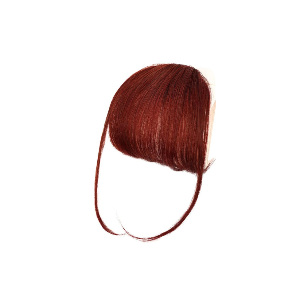 Human Hair Bangs Clip Wine Brown Wispy Fringe
