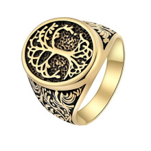 Men's Stainless Steel Celtic Tree of Life Ring Gold Size 12