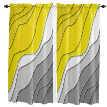 Geometric Abstract Curtain Yellow Grey Gradient 2-Pack