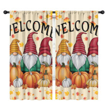 Fall Thanksgiving Curtains Semi-Sheer 2 Pack 42x84in