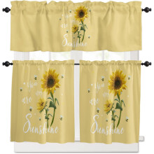 Yellow Sunflower Kitchen Valance and Tier Set 3 pcs 54x24