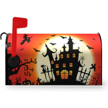 Magnetic Halloween Mailbox Cover Castle Witch Design