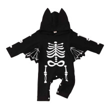 Baby Boy Halloween Hooded Bodysuit Bat Skeleton Design