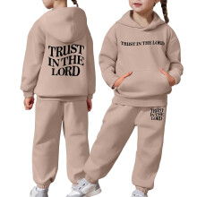 Toddler Girls Hoodie Set Soft Comfortable Sportswear Khaki