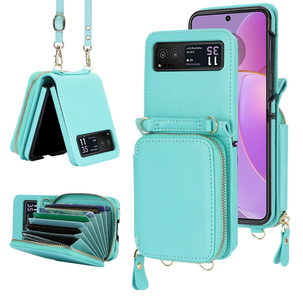 Motorola Razr 2023 Crossbody Wallet Case Pu Leather Mint 9418476066344
