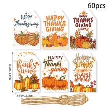 Thanksgiving Gift Tags Pumpkin Maple Leaves 60 Pcs