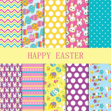Easter Cotton Fat Quarters Rabbit Egg Print 10PCS