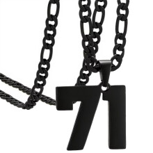 Stainless Steel Sports Necklace Black Number 71