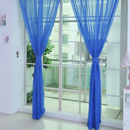 Sheer Leaf Pattern Tulle Curtain Panels Light Filtering