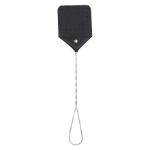 Leather Fly Swatter Black 17.5 Inch Stainless Steel Handle