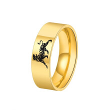 Men's Stainless Steel Tiger Band Ring Gold Black Size 13