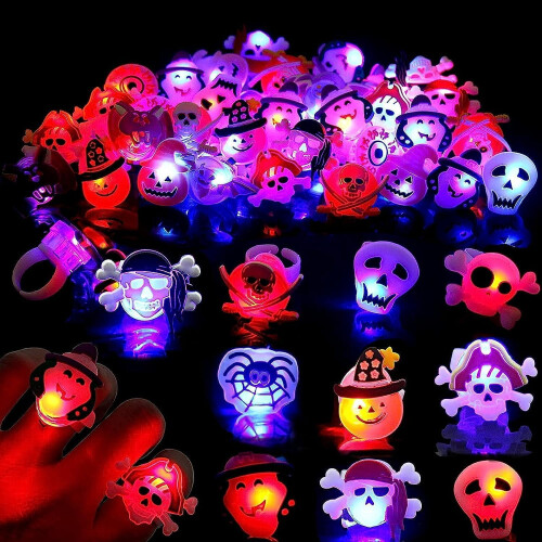 Halloween LED Light-Up Rings for Kids 50 Pcs