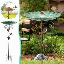 Freestanding Birdbath Bowl with Metal Stake and 4 Spiky Feet
