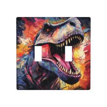 Dinosaur Rainbow Art Light Switch Cover 2-Gang