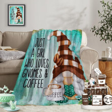 Coffee Gnome Throw Blanket Soft Fuzzy 50x60 inch