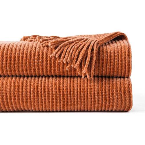 Grey Chenille Knit Throw Blanket 51x67 inches