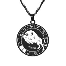 Stainless Steel Zodiac Taurus Pendant Necklace