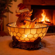 Christmas bull lantern Highland cow theme warm light
