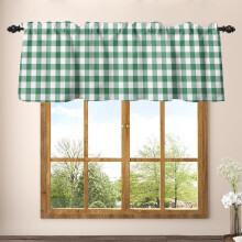 Buffalo Plaid Cafe Valance Green White 52x12 Inch