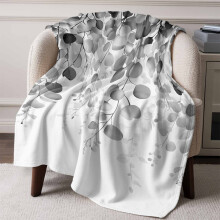 Grey Flannel Fleece Throw Blanket 50x60in Eucalyptus Design