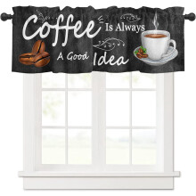 Coffee Theme Window Valance Rod Pocket 54x18 inch 1 Panel