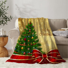 Christmas Tree Throw Blanket Red Gold 60x80 Inch