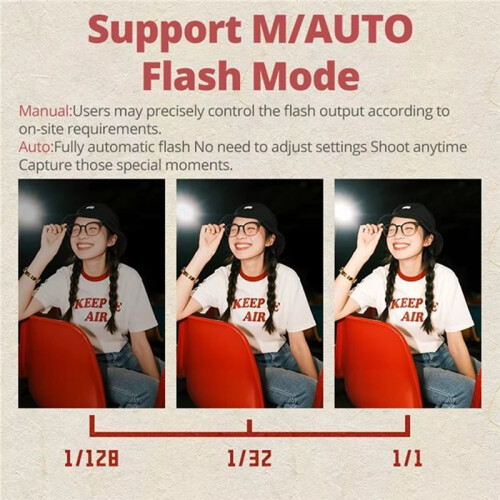 T1 Retro Flash M/AUTO Mode Universal Hot Shoe Jump Flash Off-Camera for 2