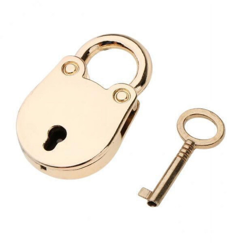 Vintage Padlock Mini Security Lock with Key Light Gold 5