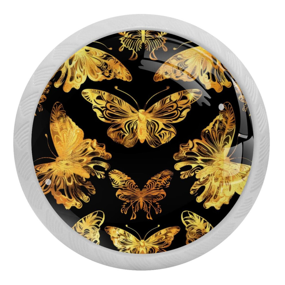 Golden Butterfly Crystal Cabinet Knobs 4 Pcs 9130661505369