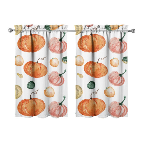 Pumpkin Pattern Kitchen Curtains Set of 2 - Semi-Sheer