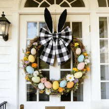 Easter Bunny Ear Bow Ornament Black 16x8 Inch