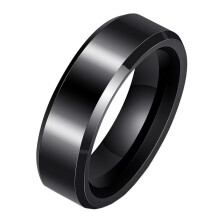 Women's Black Ceramic Wedding Band Ring 6mm Size 6