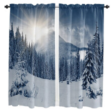 Winter snow mountain curtain for living room bedroom kids
