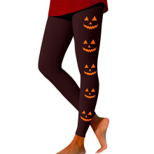 Women's Pumpkin Print Leggings Brown XL